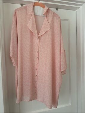 LPA Light Pink Button-Front Oversized Blouse
